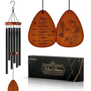 SteadStyle Memorial Wind Chime Teardrop Wood Metal Hummingbird Flower Outdoor